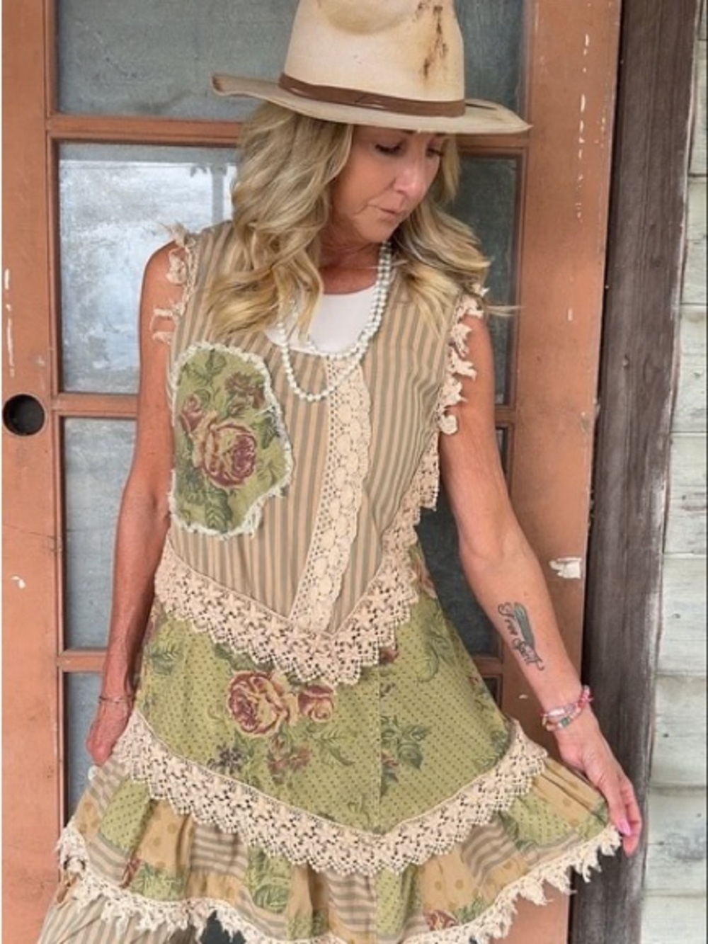 A Rare Bird Flutter Dream Patchwork Sleeveless Top NWT 100% Cotton O/S